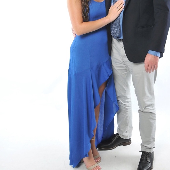 Medium Cobalt Blue Ruffled High-Low Dress from Lulus - Picture 1 of 9